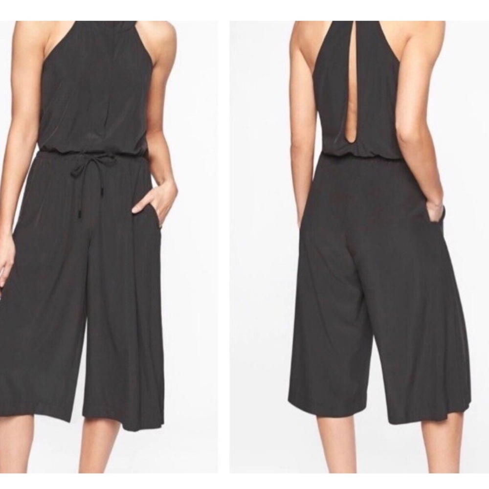 Athleta Mercer Romper Black Lightweight Cropped